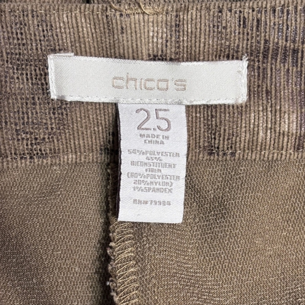 Chico’s Brown Python Print Corduroy Pants Size 2.… - image 6